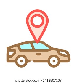 car map location color icon vector. car map location sign. isolated symbol illustration