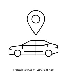 car map location line icon vector. car map location sign. isolated contour symbol black illustration