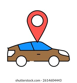 car map location line icon vector. car map location sign. isolated symbol illustration