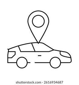 car map location line icon vector. car map location sign. isolated contour symbol black illustration