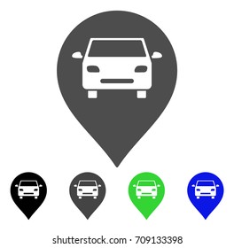 Car Map Marker vector pictogram. Style is a flat graphic symbol in black, grey, blue, green color variants. Designed for web and mobile apps.