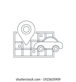 Car map pointer icon. car location, garage location pointer icon with vector illustration and flat style.