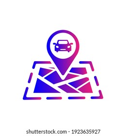 Car map pointer icon. car location, garage location pointer icon with vector illustration and flat style.