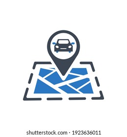 Car map pointer icon. car location, garage location pointer icon with vector illustration and flat style.