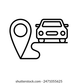 Car in map pointer pictogram. Taxi, car sharing or rental car location. Vector illustration