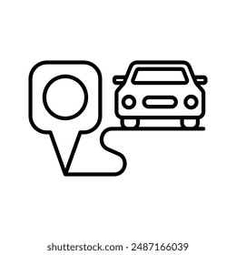 Car in map pointer pictogram. Taxi, car sharing or rental car location. Vector illustration