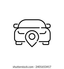 Car and map pointer. Vehicle location. Pixel perfect, editable stroke