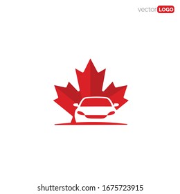 car with maple leaf, canada cars icon/symbol/Logo Design Vector Template Illustration