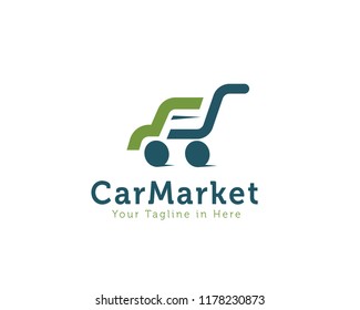 Car market logo, shopping cart logo