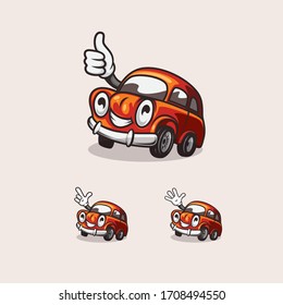 Car mascot with three hands style for garage and service car logo