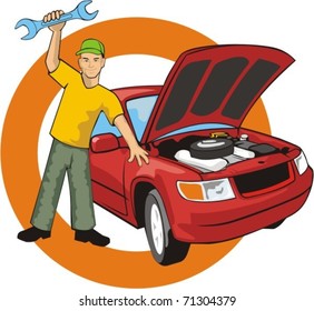 car master with wrench fixed a car