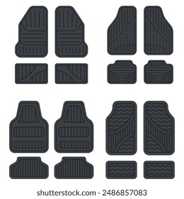 Car mats and carpets vector cartoon set isolated on a white background.