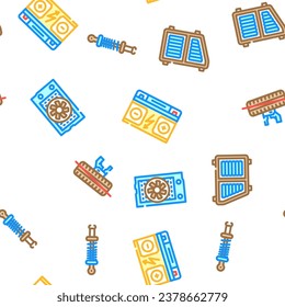car mechanic auto vector seamless pattern thin line illustration