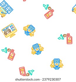 car mechanic auto vector seamless pattern thin line illustration
