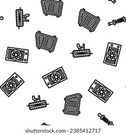 car mechanic auto vector seamless pattern thin line illustration