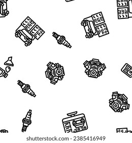 car mechanic auto vector seamless pattern thin line illustration
