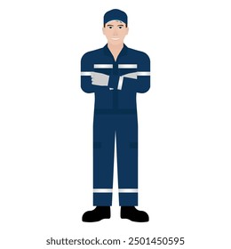 Car Mechanic or Automobile Mechanic. Man in Mechanic Uniform. Car Repair and Service Center. Car Maintenance. Vector Illustration. 