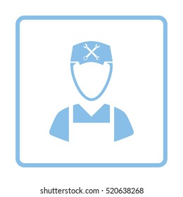 Car mechanic icon. Blue frame design. Vector illustration.