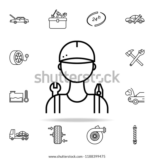car mechanic\
icon. Cars service and repair parts icons universal set for web and\
mobile on colored\
background