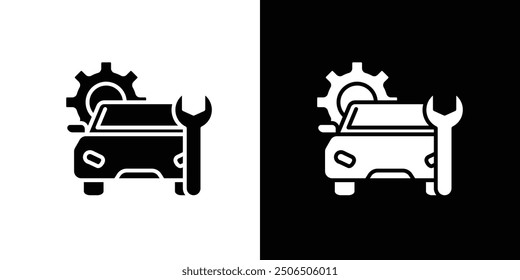 Car mechanic icon Flat vector set outline
