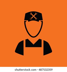 Car mechanic icon. Orange background with black. Vector illustration.