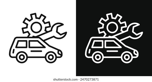 Conjunto de iconos mecánicos de coches. Icono de Vector de servicio de garaje para vehículos en el cartel del taller de mantenimiento de reparación de automóviles.