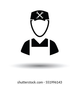 Car mechanic icon. White background with shadow design. Vector illustration.