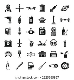 Car mechanic icons set simple vector. Motor work. Engine oil