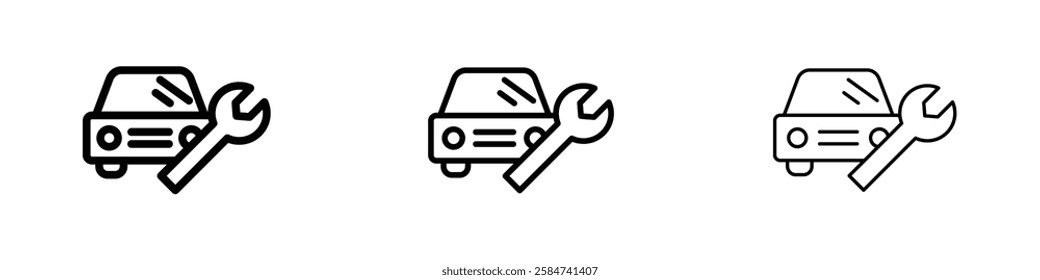 Car mechanic icons in three different stroke lines