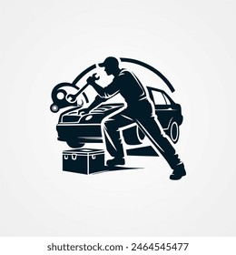 car mechanic logo design concept, vector