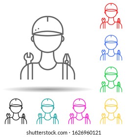 car mechanic multi color style icon. Simple thin line, outline vector of cars service and repair parts icons for ui and ux, website or mobile application