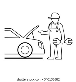 Car Mechanic Outline Vector Stock Vector (Royalty Free) 340135682 ...