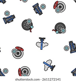 car mechanic repair service vector seamless pattern thin line illustration