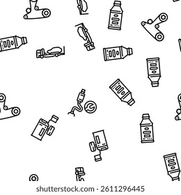 car mechanic repair service vector seamless pattern thin line illustration