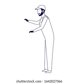 car mechanic standing icon over white background, flat design, vector illustration