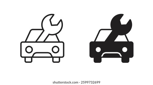 Car mechanic vector icon set in black color.