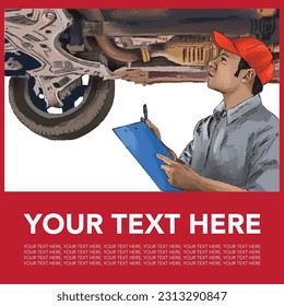 Automechaniker in der Werkstatt auf der Suche nach Ärger.
