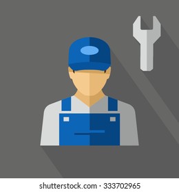 Car Mechanic Wrench Vector Icon 
