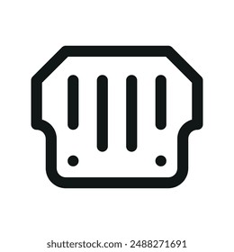 Car metal sheet engine protector UI icon, car engine guard minimal line vector symbol