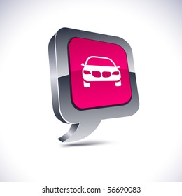 Car metallic 3d vibrant balloon icon.