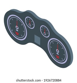 Icono del tablero del medidor de coche. Isométrico icono vectorial del tablero del medidor del coche para el diseño web aislado en fondo blanco