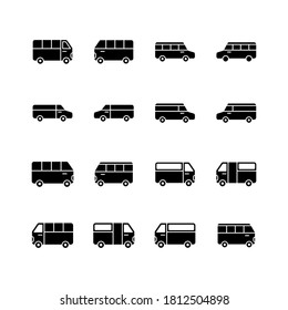 Car, Minibus Icon Set Vector Sign And Symbols