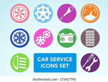 Car minimalistic icons set. Vector illustration