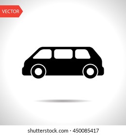 Car minivan black flat icon. Vector transport illustration
