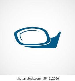 Car Mirror Blue Flat Icon On White Background