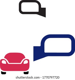 Autospiegel, flaches Symbol auf weißem Hintergrund