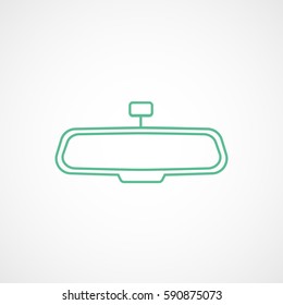 Car Mirror Green Line Icon On White Background