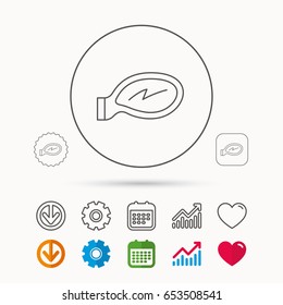 Car mirror icon. Driveway side view sign. Calendar, Graph chart and Cogwheel signs. Download and Heart love linear web icons. Vector