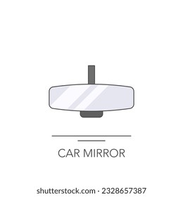 Car mirror icon. Outline colorful icon of car mirror on white. Vector illustration