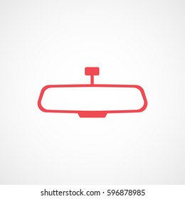 Car Mirror Red Flat Icon On White Background